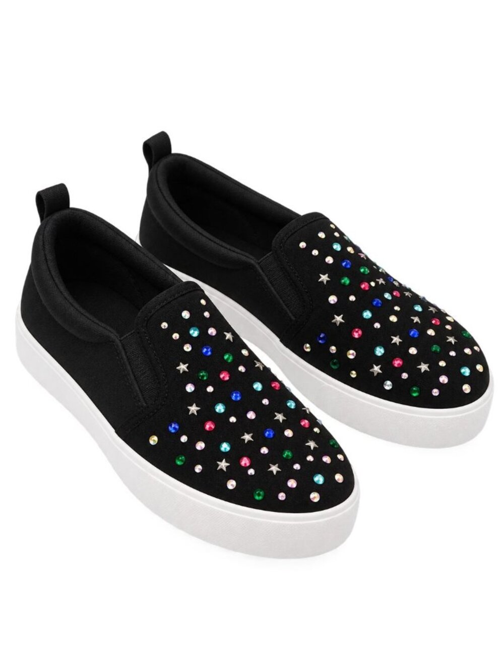 NIB Art Class Hanna Slip On Fashion Sneakers Sz 1 Kids Black Rhinestone Canvas